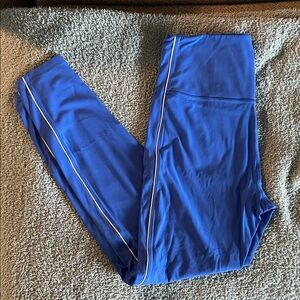 All in Motion Royal Blue women’s Leggings with White Contrast Piping